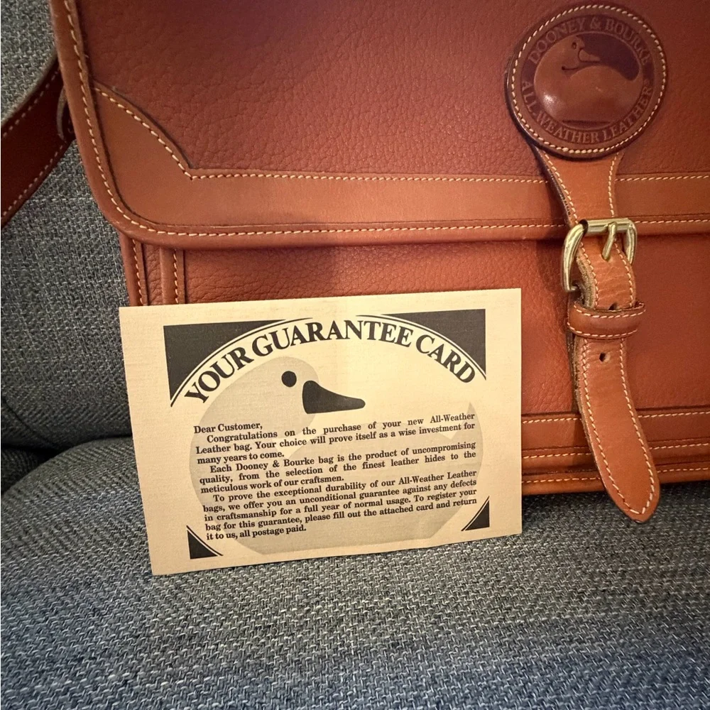 Dooney & Bourke Tan/Brown Leather Briefcase with Shoulder Strap
